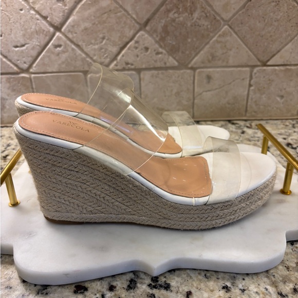 Wedge Jute Hemp Platform Slip-On Clear Strap Sandals 9 1/2 - Picture 2 of 11